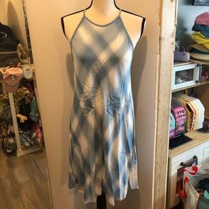 Plaid chambray halter style dress